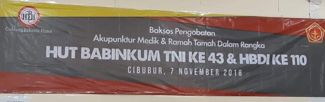 Baksos Akupunktur Medik PDAI - HUT Babinkum TNI ke-43 - 071118 - Perhimpunan Dokter Spesialis Akupunktur Medik Indonesia